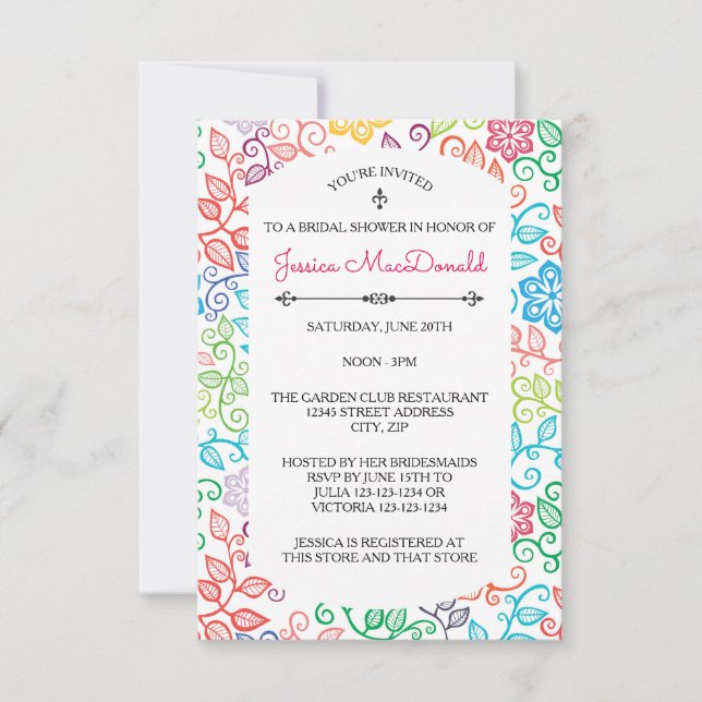 Modèle floral - Invitation de douche nuptiale 3x5 (Devant)