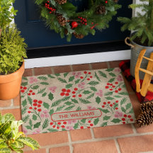 Modèle floral moderne rouge et vert de Noël