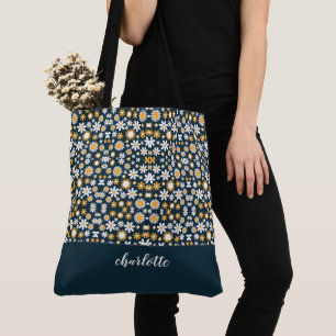Modèle floral moderne Sac fourre-tout monogramme