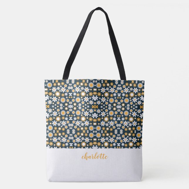 Modèle floral moderne Sac fourre-tout monogramme (Devant)