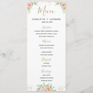 Modèle floral personnalisé élégant de menu d'or