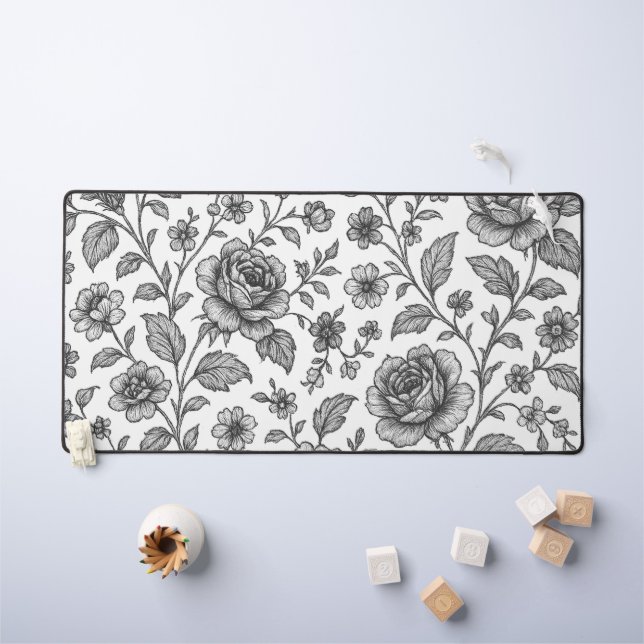 Modèle Floral Rose vintage (Tableau pour enfants)