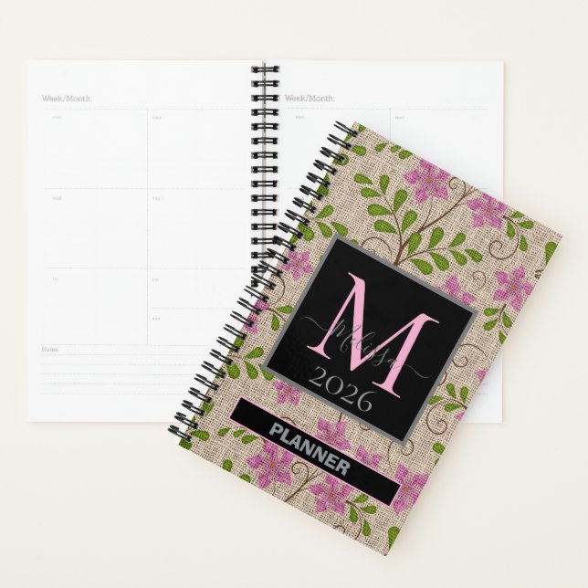 Modèle Floral rose vintage Nom personnalisable (Devant avec enveloppe)