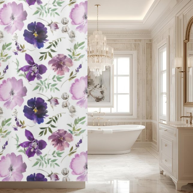 Modèle Floral Violet Élégant rideau de douche de b (Créateur téléchargé)