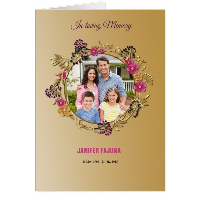 Modèle funèbre commémoratif de programme (Devant)