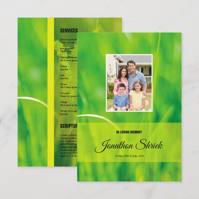 Modèle funèbre de programme (Devant / Derrière)