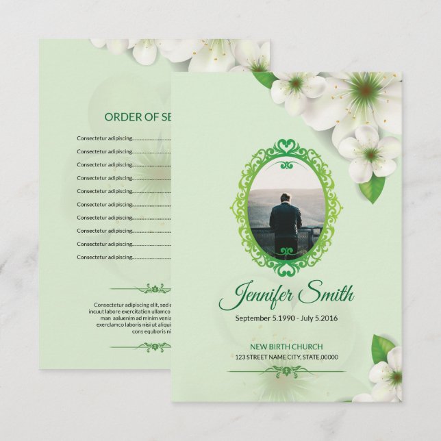 Modèle funèbre de programme (Devant / Derrière)