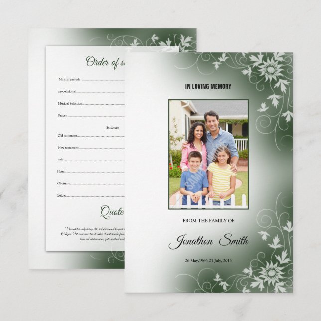 Modèle funèbre de programme (Devant / Derrière)