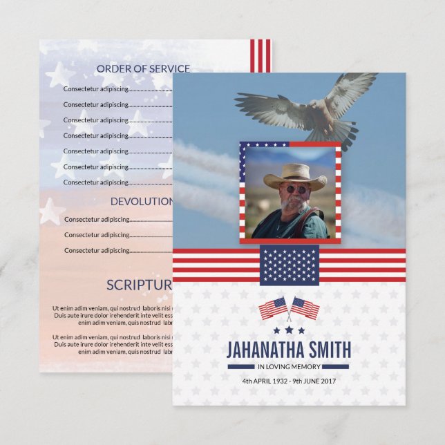 Modèle funèbre de programme pour l'armée militaire (Devant / Derrière)