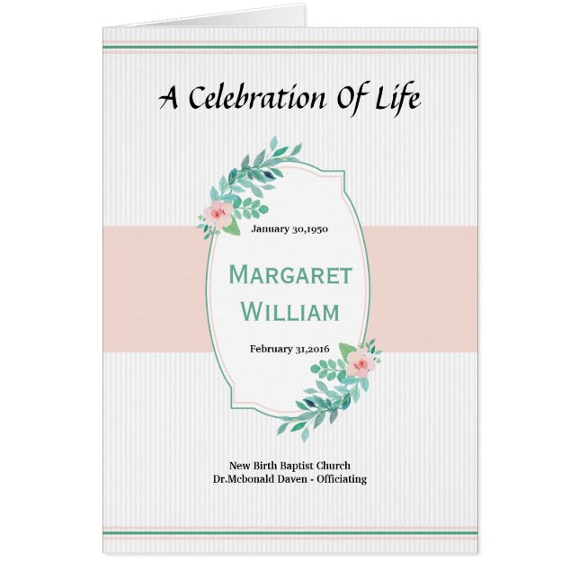 Modèle funèbre imprimable de programme (Devant)