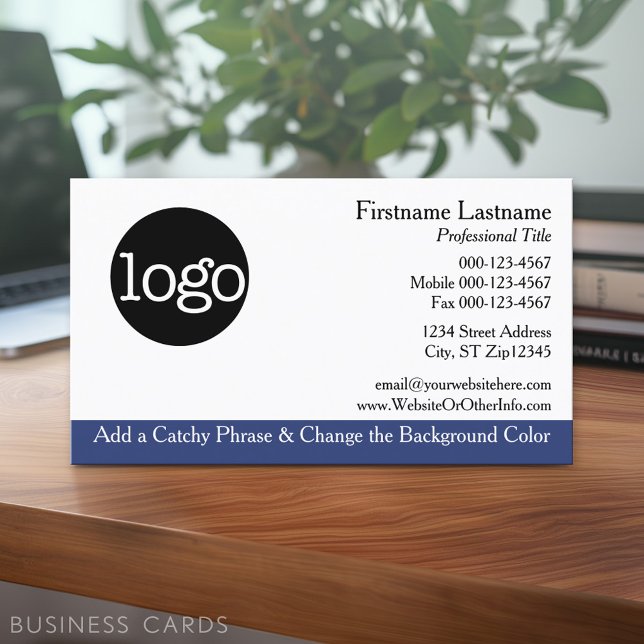 Modèle général de carte de visite avec logo (Custom Business Card - Online Template Plus Low Quantity Printing)