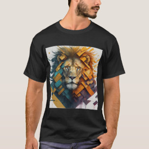 "Modèle géométrique de T-shirt Lion Majesty"