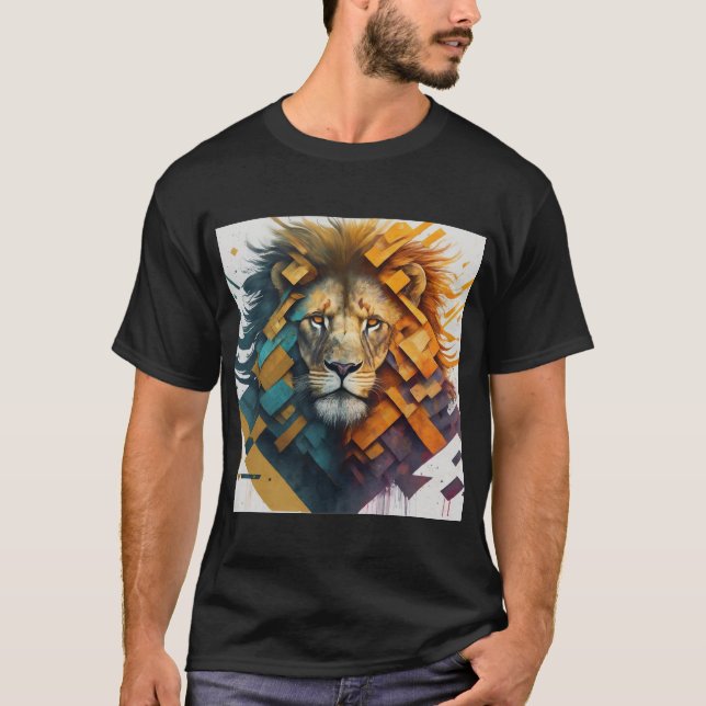 "Modèle géométrique de T-shirt Lion Majesty" (Devant)