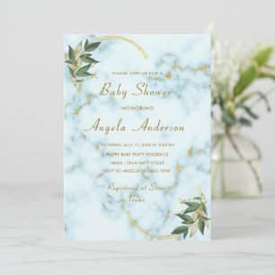 Modèle Invitation Baby shower Marbre blanc d'or