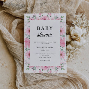 Modèle Invitation Baby shower rose