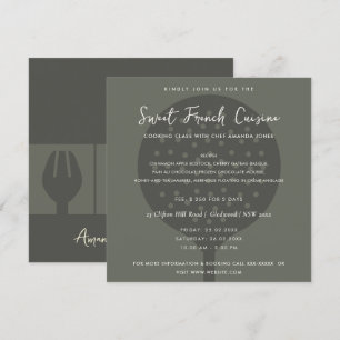 MODÈLE INVITATION DE CLASSE DE CUISINE DE LA PLAQU