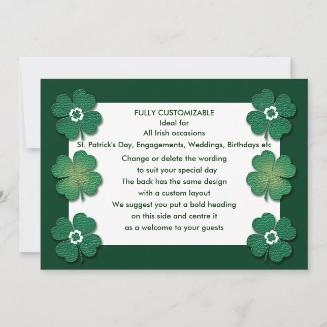 modèle Invitations - shamrocks personnalisables (Devant)