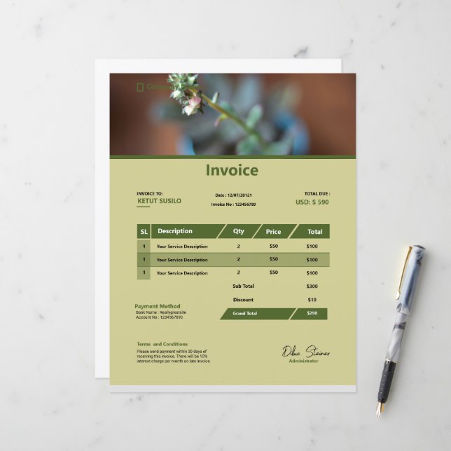 Modèle invoice multipurpose (Devant/Arrière en situation)