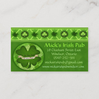 Modèle irlandais de carte de visite de Pub