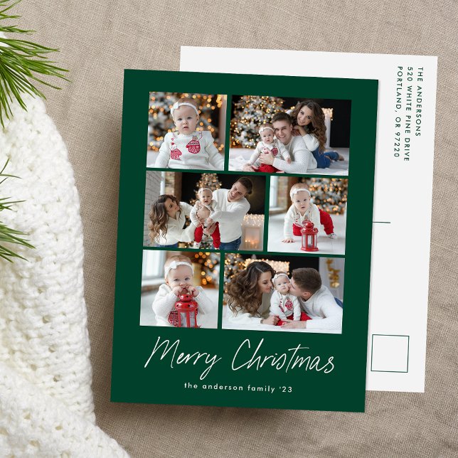 Modèle Joyeux Noël Écriture Verte 6 Collage Photo (Créateur téléchargé)