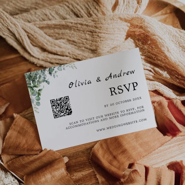 Modèle Mariage de carte RSVP vert (Greenery RSVP Card Wedding Template)