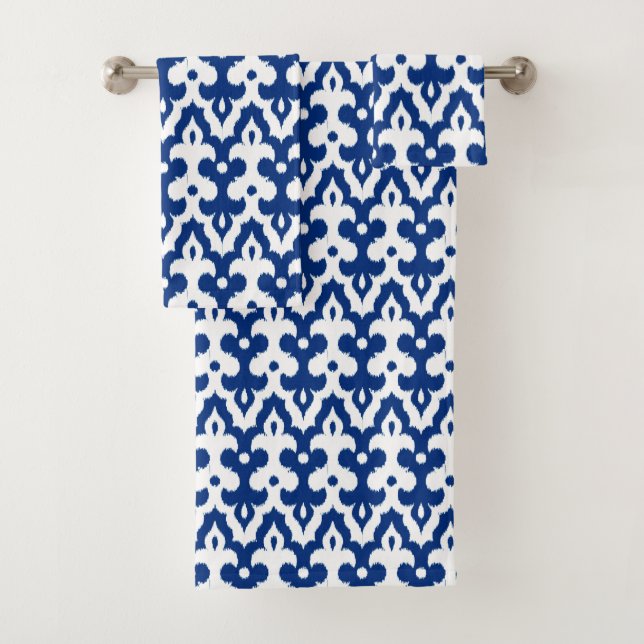 Modèle marocain Ikat Damask, Cobalt bleu & blanc (En situation)