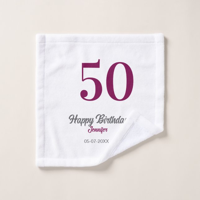 modèle mauve 50e anniversaire ajouter nom date ann (Gant de toilette)