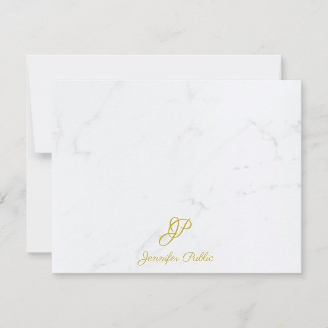 Modèle moderne Gold Hand Script en marbre tendance (Devant)