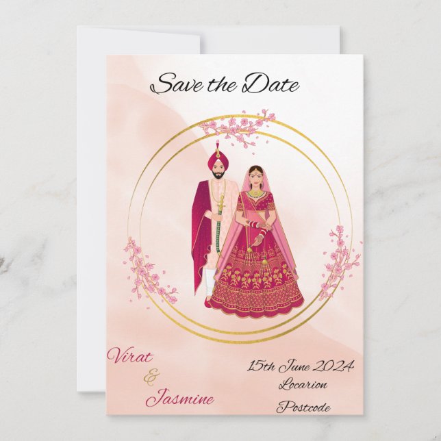 Modèle modifiable de sauvegarde de date Punjabi in (Devant)