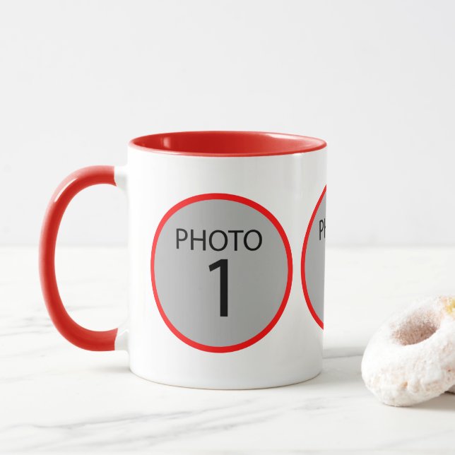 Modèle personnalisable 3 PHOTO Café Mug (Avec donut)