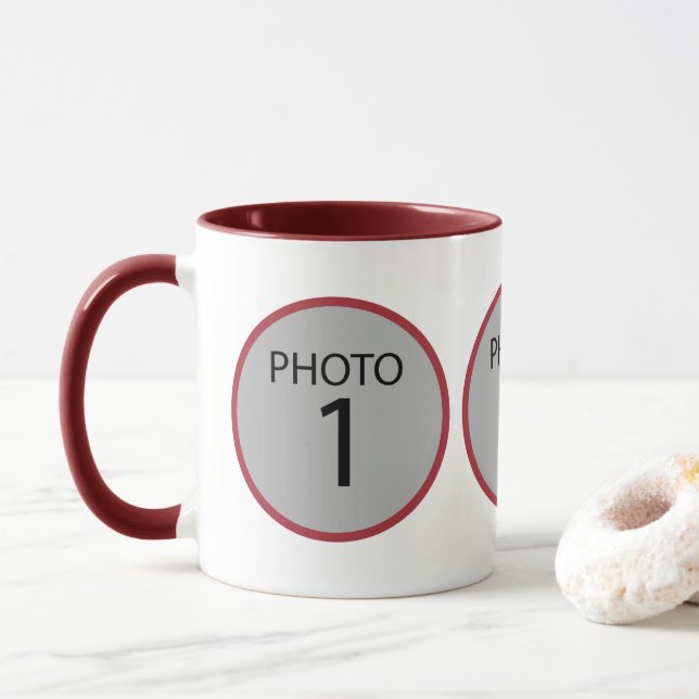 Modèle personnalisable 3 PHOTO Café Mug (Avec donut)