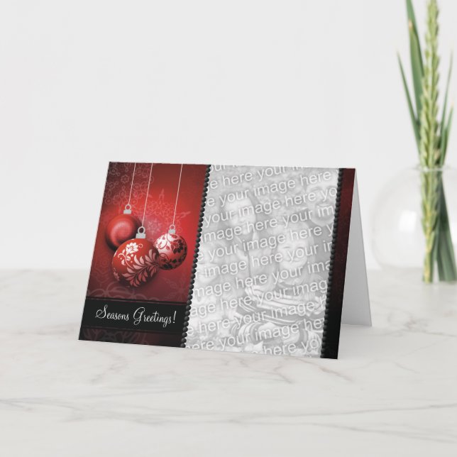 Modèle personnalisable de carte de Noël - babioles (Devant)