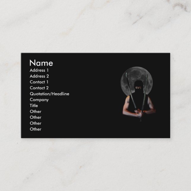 Modèle personnalisable de carte de visite de Ninja (Devant)