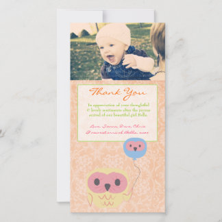 Modèle photo de bébé de note de Merci de hibou