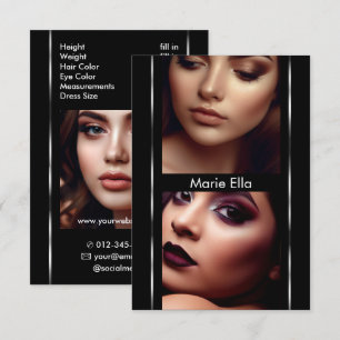 modèle photo de carte Comp d'argent noir de 3,5 po