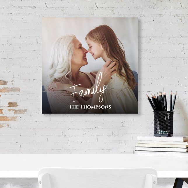 Modèle photo de script de calligraphie familiale (Simple calligraphy script family photo poster template.)