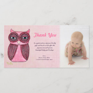 Modèle photo Photocard de Merci de hibou de bébé