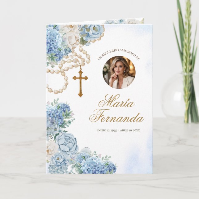 Modèle pour programme funéraire floral bleu (Devant)