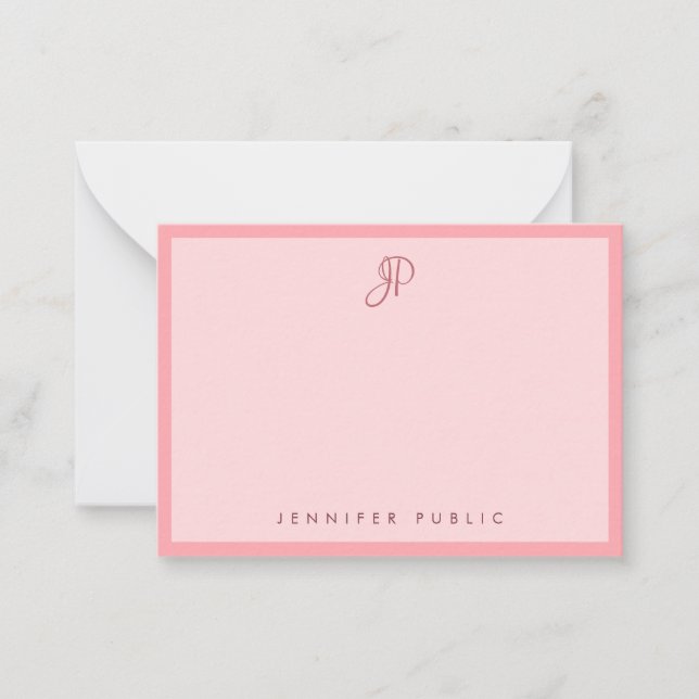 Modèle rose poudré élégant calligraphie monogramme (Devant)