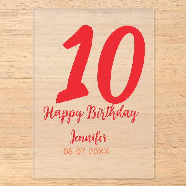 modèle rouge date nom année pour 10e anniversaire  (Recto)