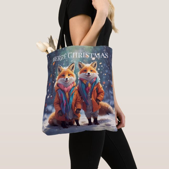 Modèle Sac fourre-tout Mignonne Renards Dans Une F (De près)