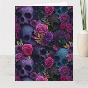 Modèle sans couture de crâne floral gothique foncé