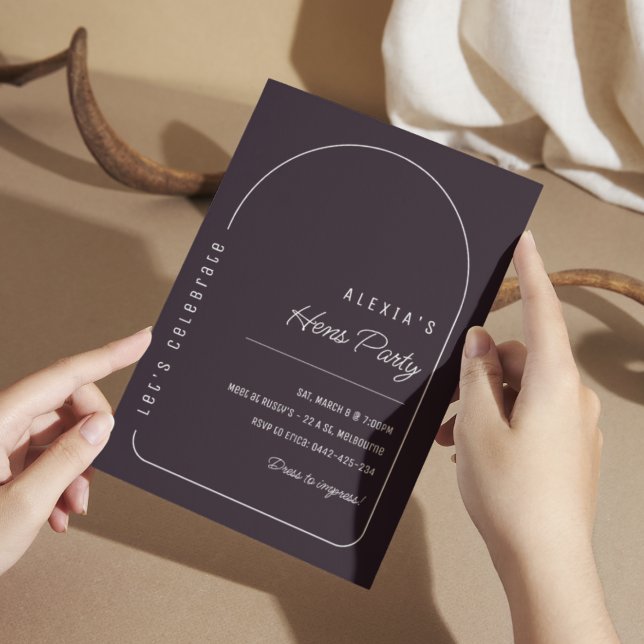 Modèle simple Boho Black Hens Party Invitation (Créateur téléchargé)