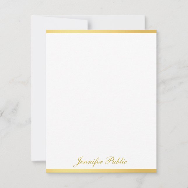 Modèle vertical du script Gold Blanc personnalisé (Devant)