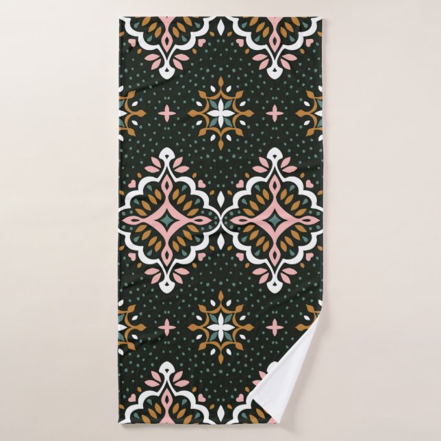 Modèle vintage oriental damassé. La poterie Talave (Serviette de bain)