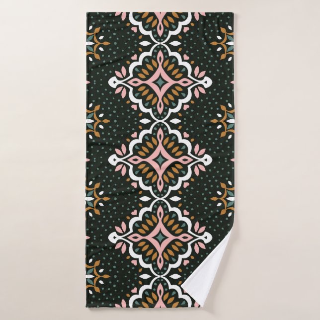 Modèle Vintage oriental damassé. La poterie Talave (Serviette de bain)