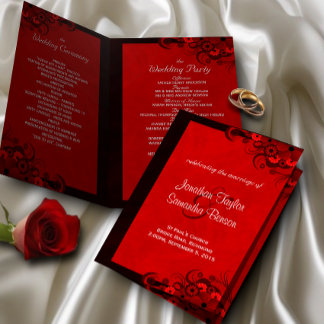 Modèles du programme de mariage gothique rouge fon