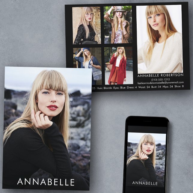 Modélisation de mode 6 Photo Moderne Modèle carte  (Customize to change background color, text size or text style. Available for prints and download.)