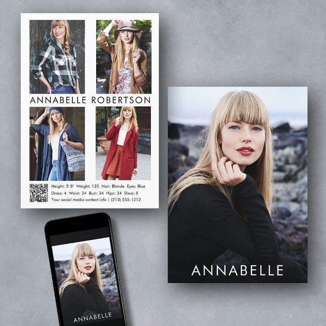 Modélisation moderne 5 Photo QR Code Modèle Carte  (Customize to change background color, text size or text style. Available for prints and download.)