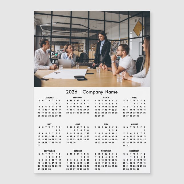 Modern 2026 Calendar Company Name Photo Magnet (Devant)